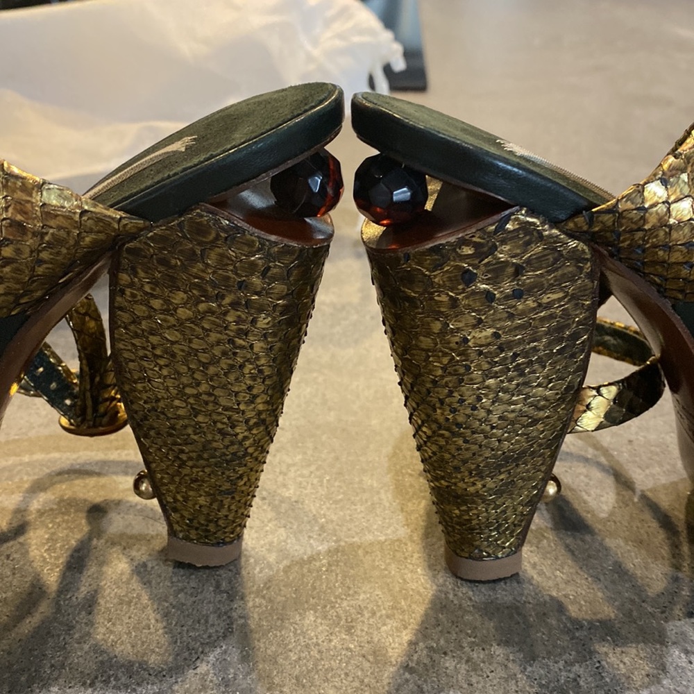 Marc Jacobs Real Gold Python Snake Skin Platform … - image 4